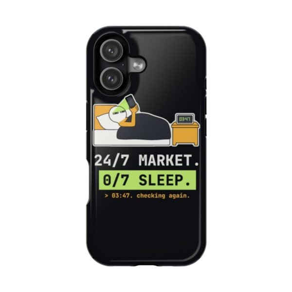 24/7 Market. 0/7 Sleep. Magnetic Phone Case, Funny Crypto Trader Case, MagSafe-Compatible Cover, Insomnia Trader Gift, for iPhone 17