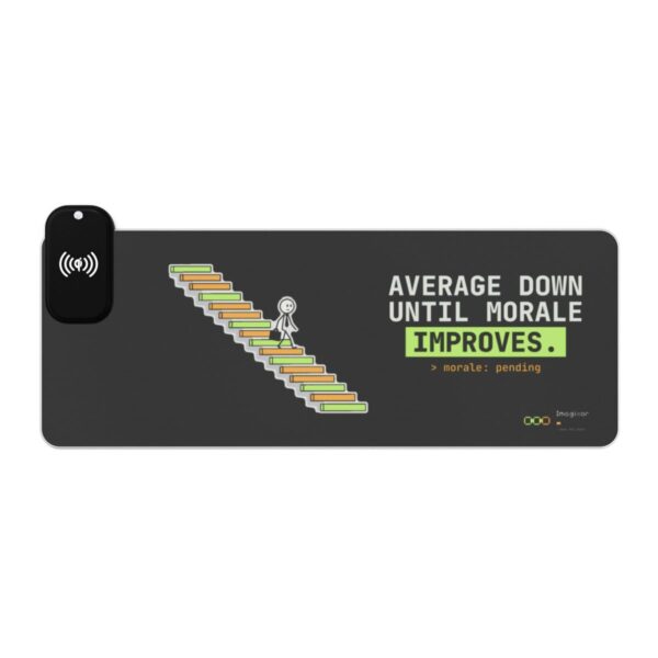 Average Down Until Morale Improves LED Desk Mat with Wireless Charger, Funny Crypto Trader RGB Mouse Pad, Investor Gift, 6 Sizes Average Down Until Morale Improves LED Desk Mat with Wireless Charger, Funny Crypto Trader RGB Mouse Pad, Investor Gift, 6 Sizes