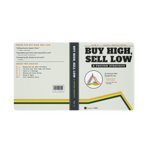 Buy High, Sell Low: A Proven Strategy Desk Mat, Funny Crypto Trader Desk Pad, Retro Textbook Mouse Pad, Investor Gift