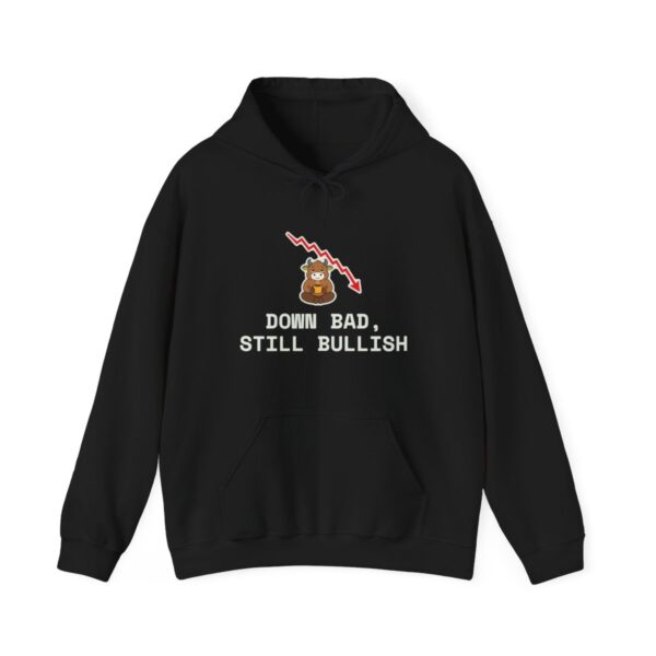 Down Bad, Still Bullish Hoodie, Funny Crypto Trader Sweatshirt, Coffee Bull Red Chart Hoodie, Investor Gift, Market Humor Down Bad, Still Bullish Hoodie, Funny Crypto Trader Sweatshirt, Coffee Bull Red Chart Hoodie, Investor Gift, Market Humor