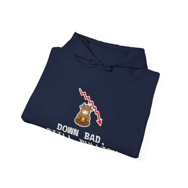 Down Bad, Still Bullish Hoodie, Funny Crypto Trader Sweatshirt, Coffee Bull Red Chart Hoodie, Investor Gift, Market Humor Down Bad, Still Bullish Hoodie, Funny Crypto Trader Sweatshirt, Coffee Bull Red Chart Hoodie, Investor Gift, Market Humor