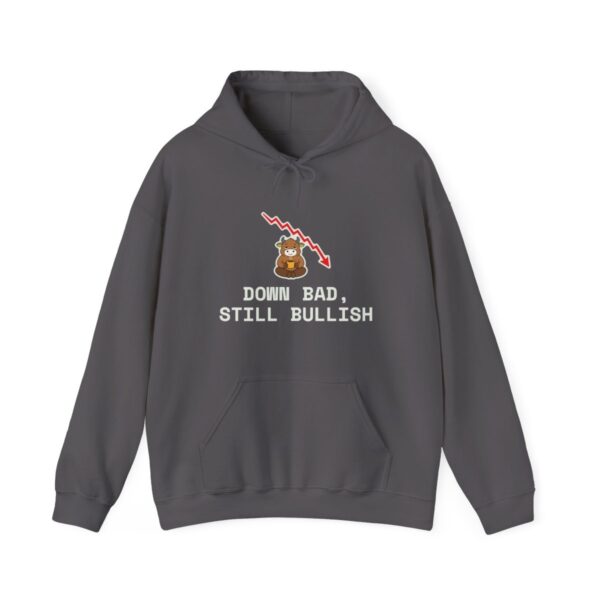 Down Bad, Still Bullish Hoodie, Funny Crypto Trader Sweatshirt, Coffee Bull Red Chart Hoodie, Investor Gift, Market Humor Down Bad, Still Bullish Hoodie, Funny Crypto Trader Sweatshirt, Coffee Bull Red Chart Hoodie, Investor Gift, Market Humor