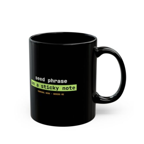 Seed Phrase on a Sticky Note black mug
